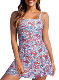 Womens Swimsuit Two Piece Tankini Bathing Suits Vintage Tummy Control Tankini Top with Skirt Bottom Push up Swim Suits Ladies Swimsuits Swimwear Multicolor S-2XL